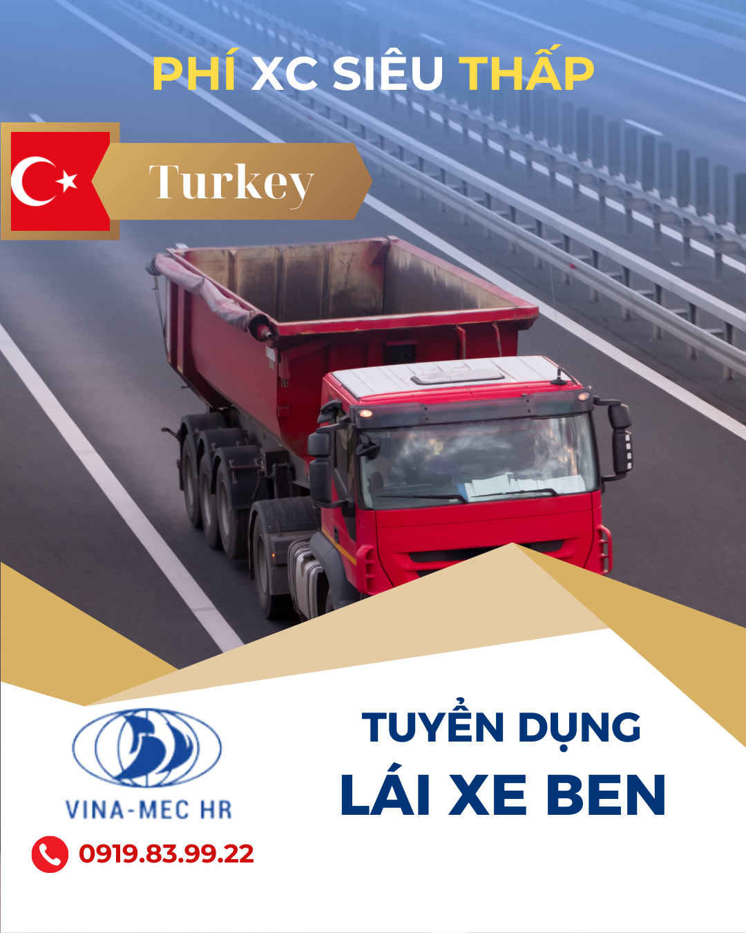 Thông báo tuyển lái xe làm việc tại Thổ Nhĩ Kỳ